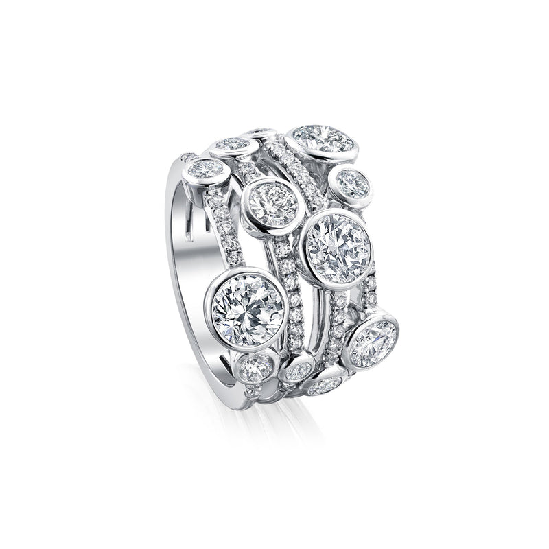 Waterfall Large Platinum Diamond Ring