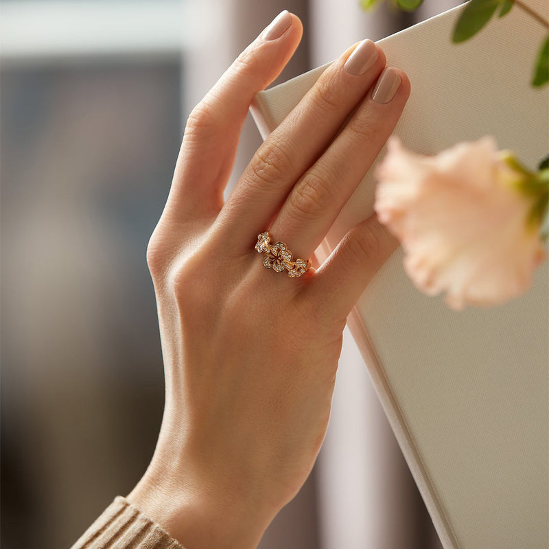 Blossom Triple Rose Gold Diamond Ring