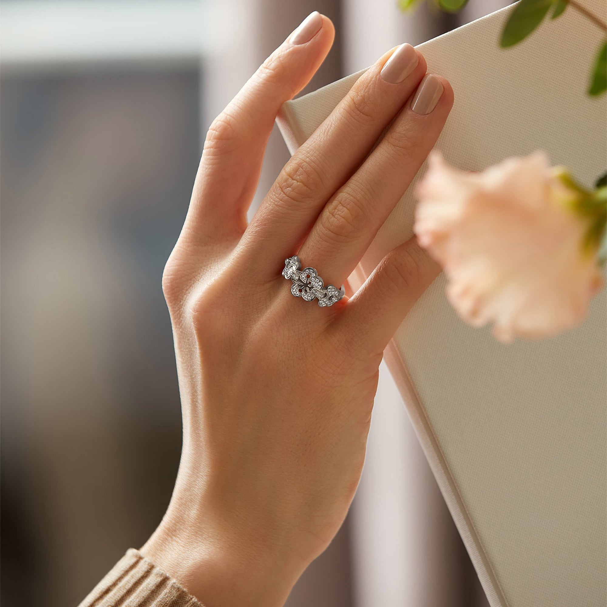 Blossom Triple White Gold Diamond Ring