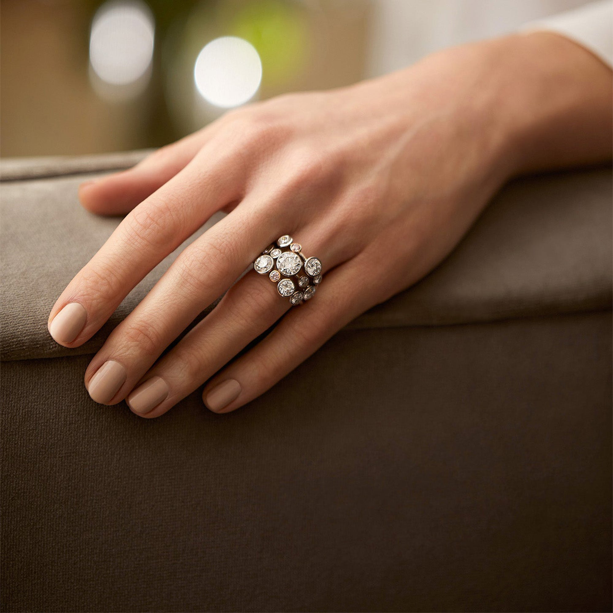 Raindance Pink and White Diamond Platinum Ring