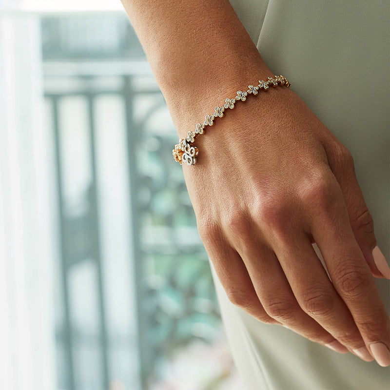 Be Boodles Rose Gold and Platinum Diamond Bracelet