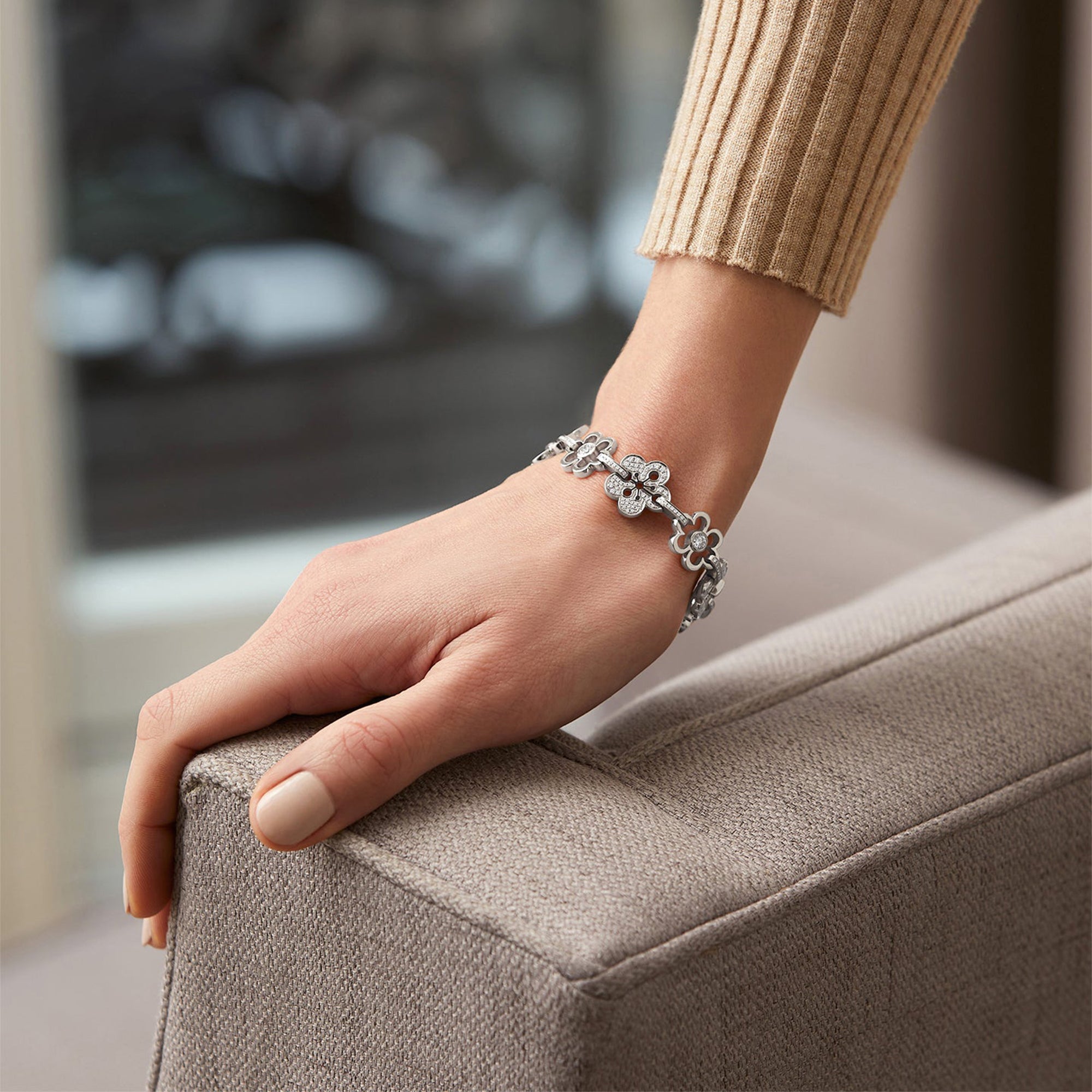 Blossom Large White Gold Diamond Bracelet