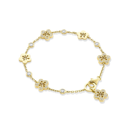 Blossom Diamond Charm Yellow Gold Bracelet
