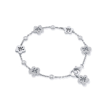Blossom Diamond Charm White Gold Bracelet
