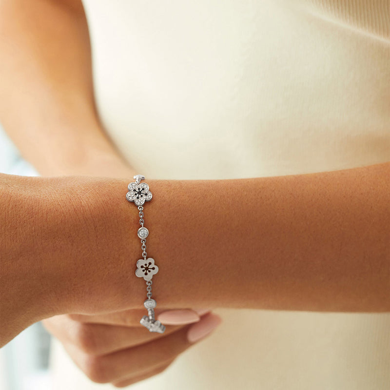 Blossom Charm White Gold Bracelet