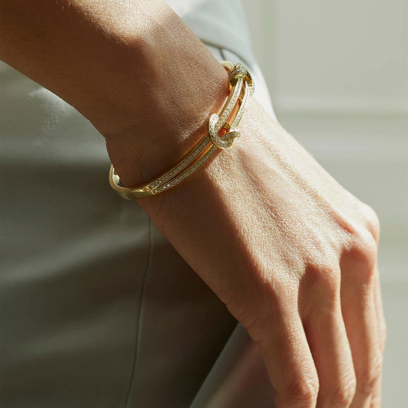 The Knot Yellow Gold Diamond Bangle
