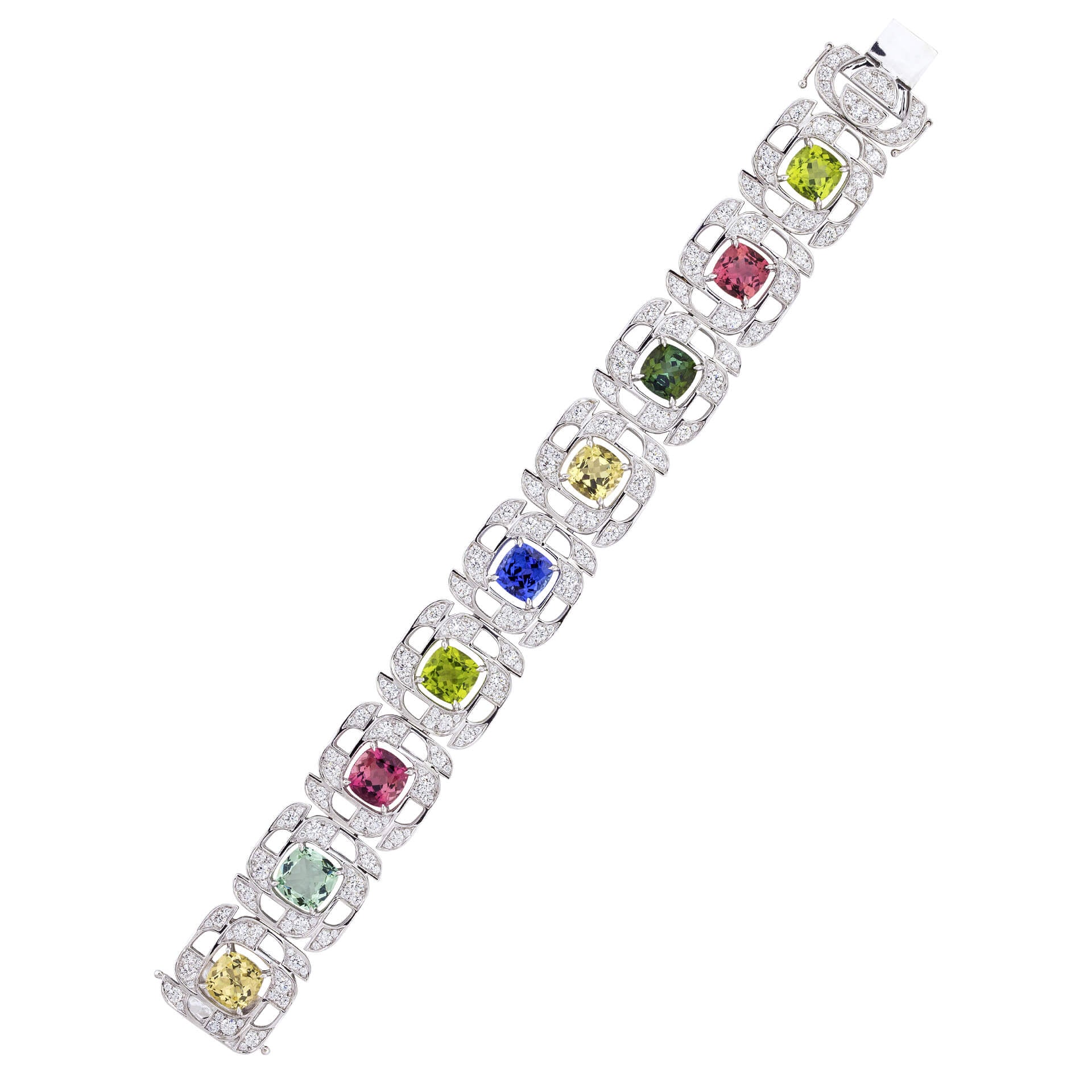 Prism Multi-Gem Diamond White Gold Bracelet