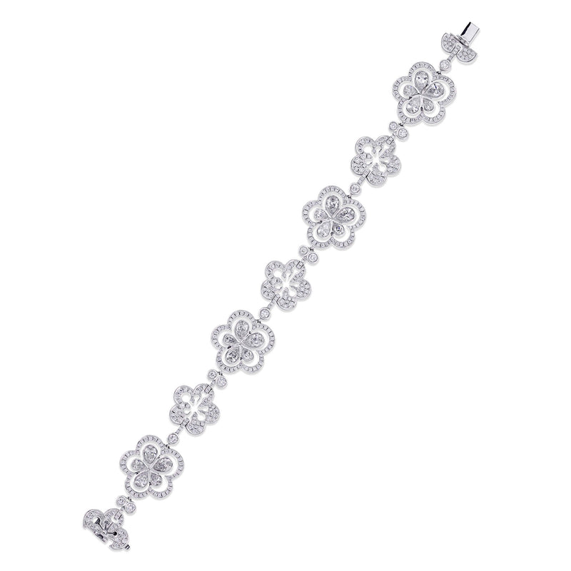 Blossom Pear Shape White Gold Diamond Bracelet