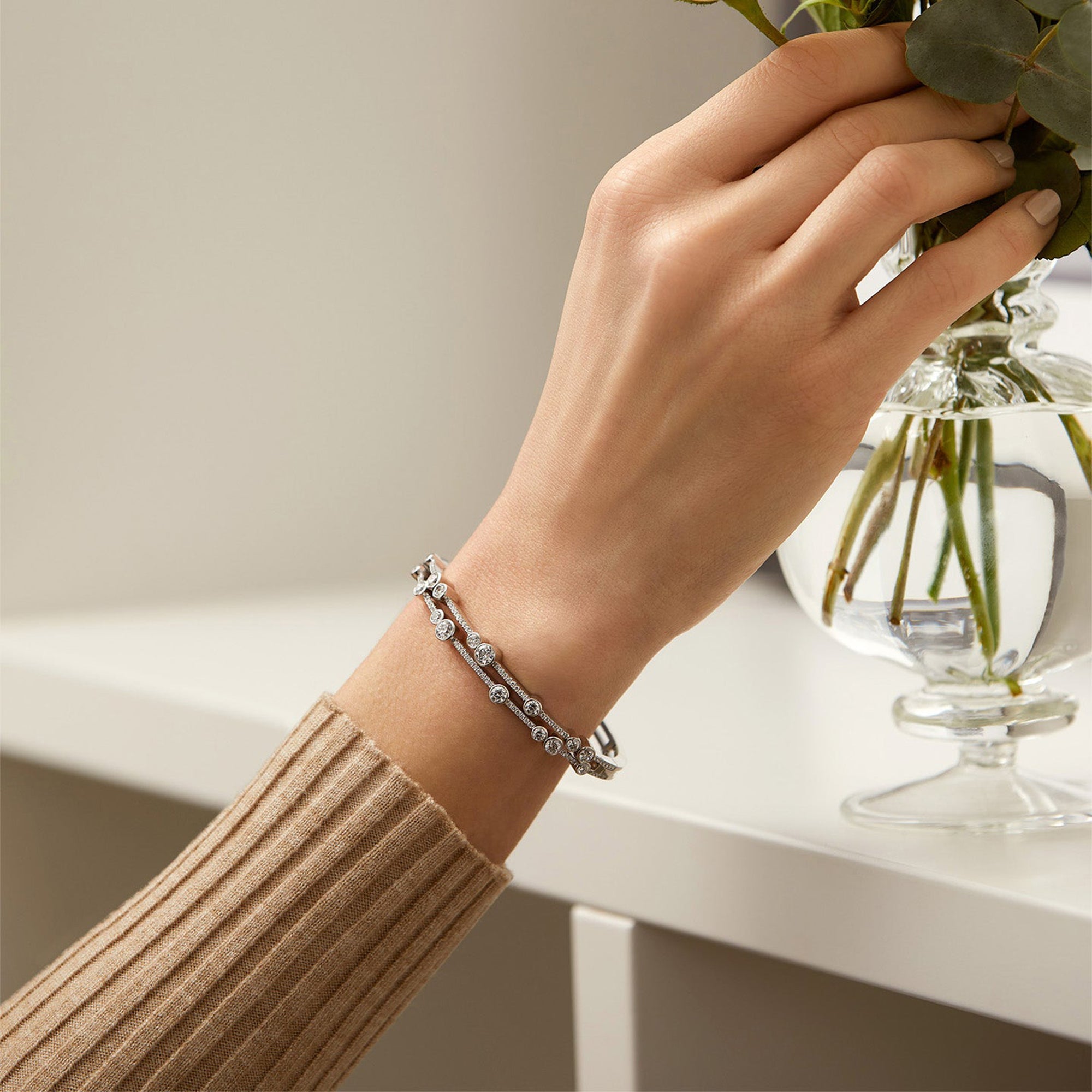 Waterfall Diamond Double Bangle