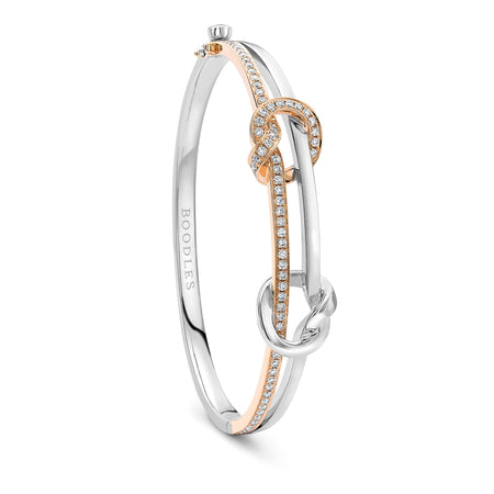 The Knot White and Rose Gold Diamond Bangle