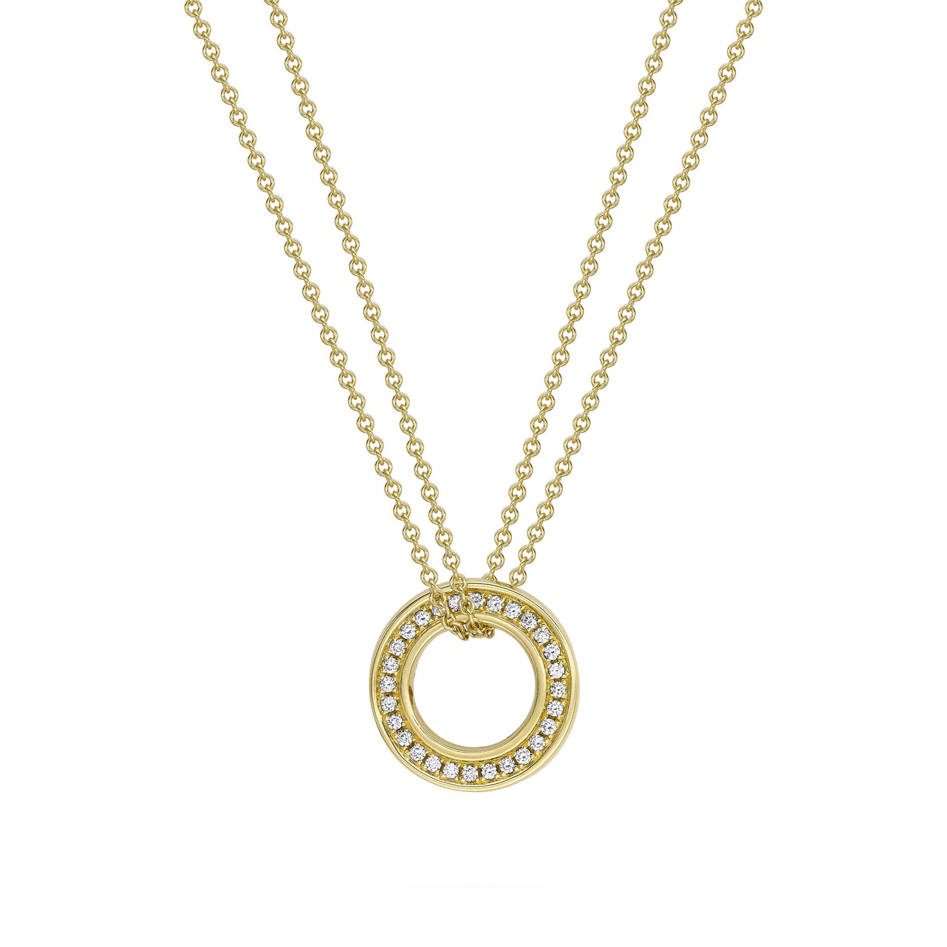 Roulette Small Yellow Gold Diamond Pendant