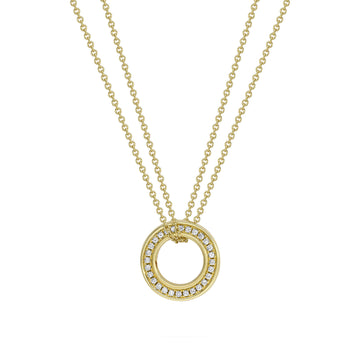Roulette Small Yellow Gold Diamond Pendant