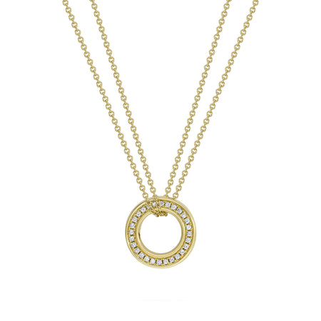Roulette Small Yellow Gold Diamond Pendant