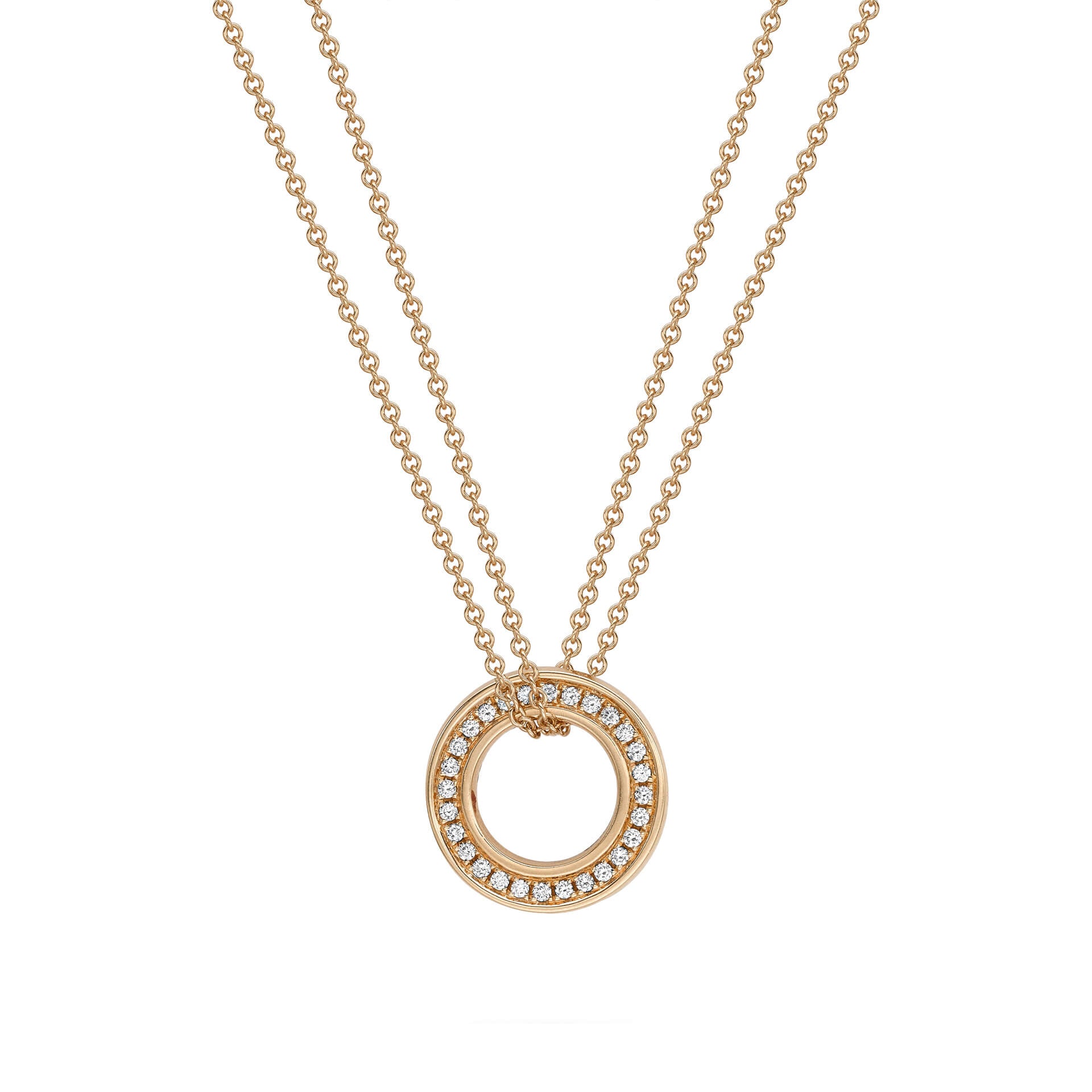 Small Roulette Rose Gold Diamond Pendant