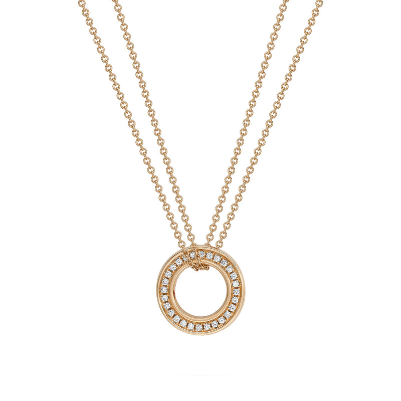 Small Roulette Rose Gold Diamond Pendant