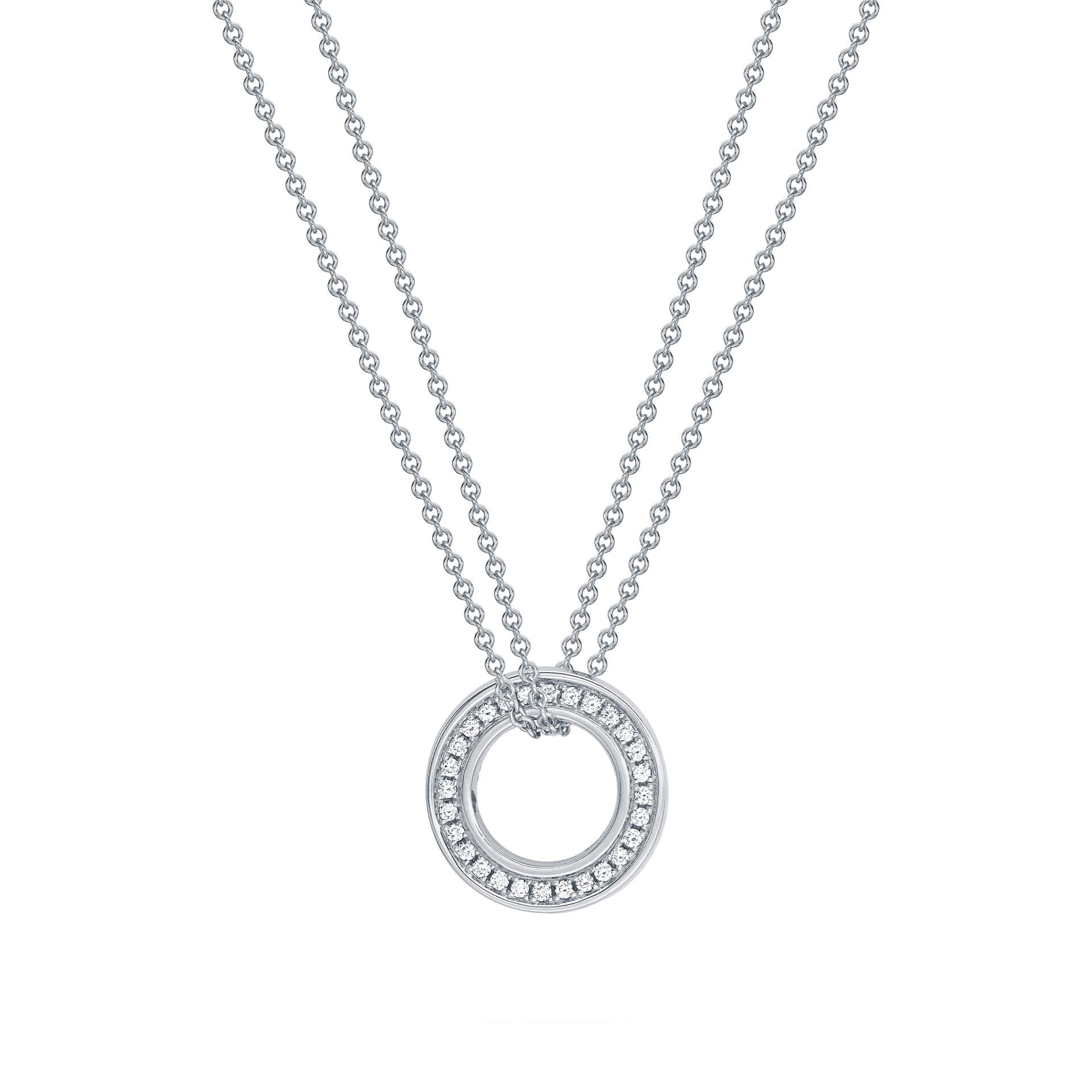 Small Roulette White Gold Diamond Pendant