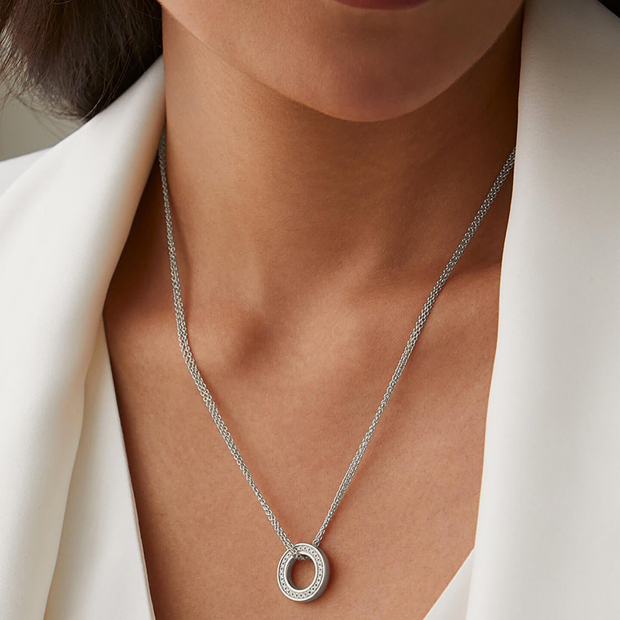 Small Roulette White Gold Diamond Pendant