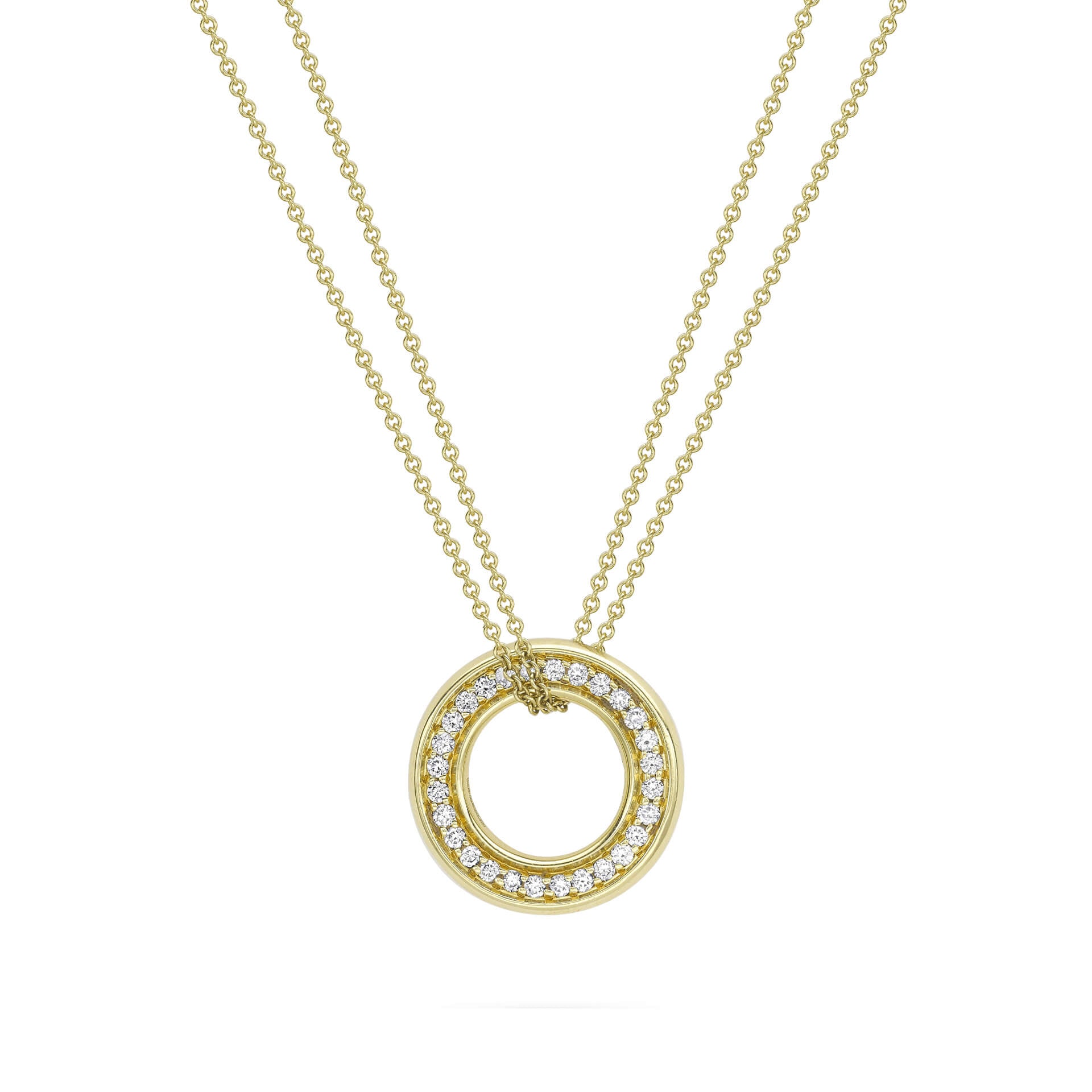 Medium Roulette Yellow Gold Diamond Pendant