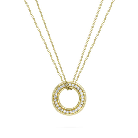 Medium Roulette Yellow Gold Diamond Pendant