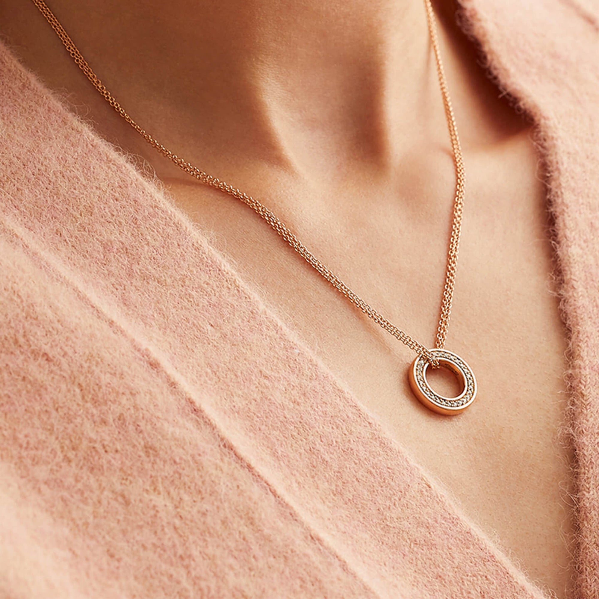Medium Roulette Rose Gold Diamond Pendant