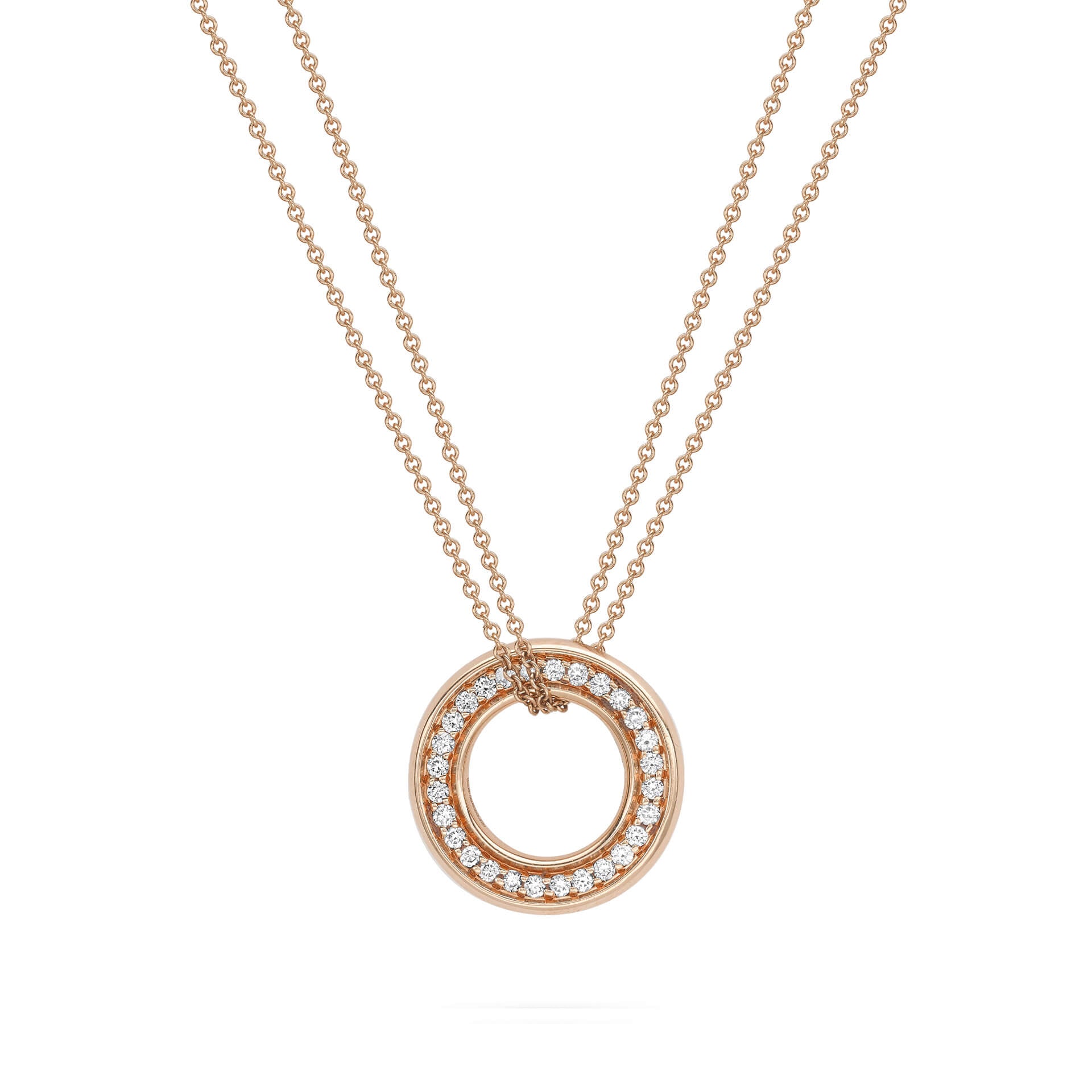 Medium Roulette Rose Gold Diamond Pendant