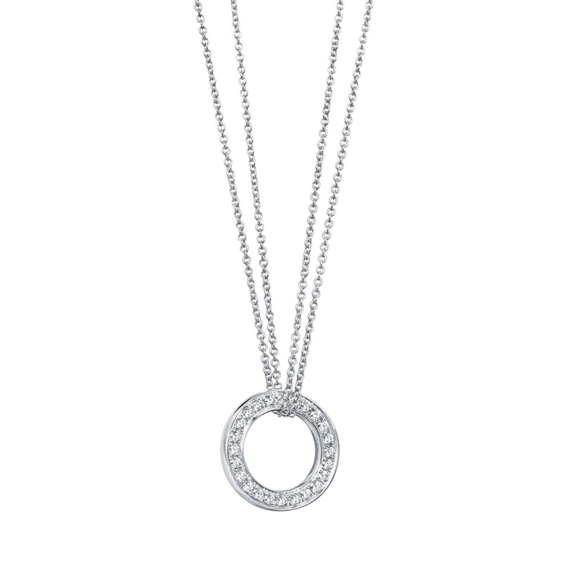 Roulette Large White Gold Diamond Pendant