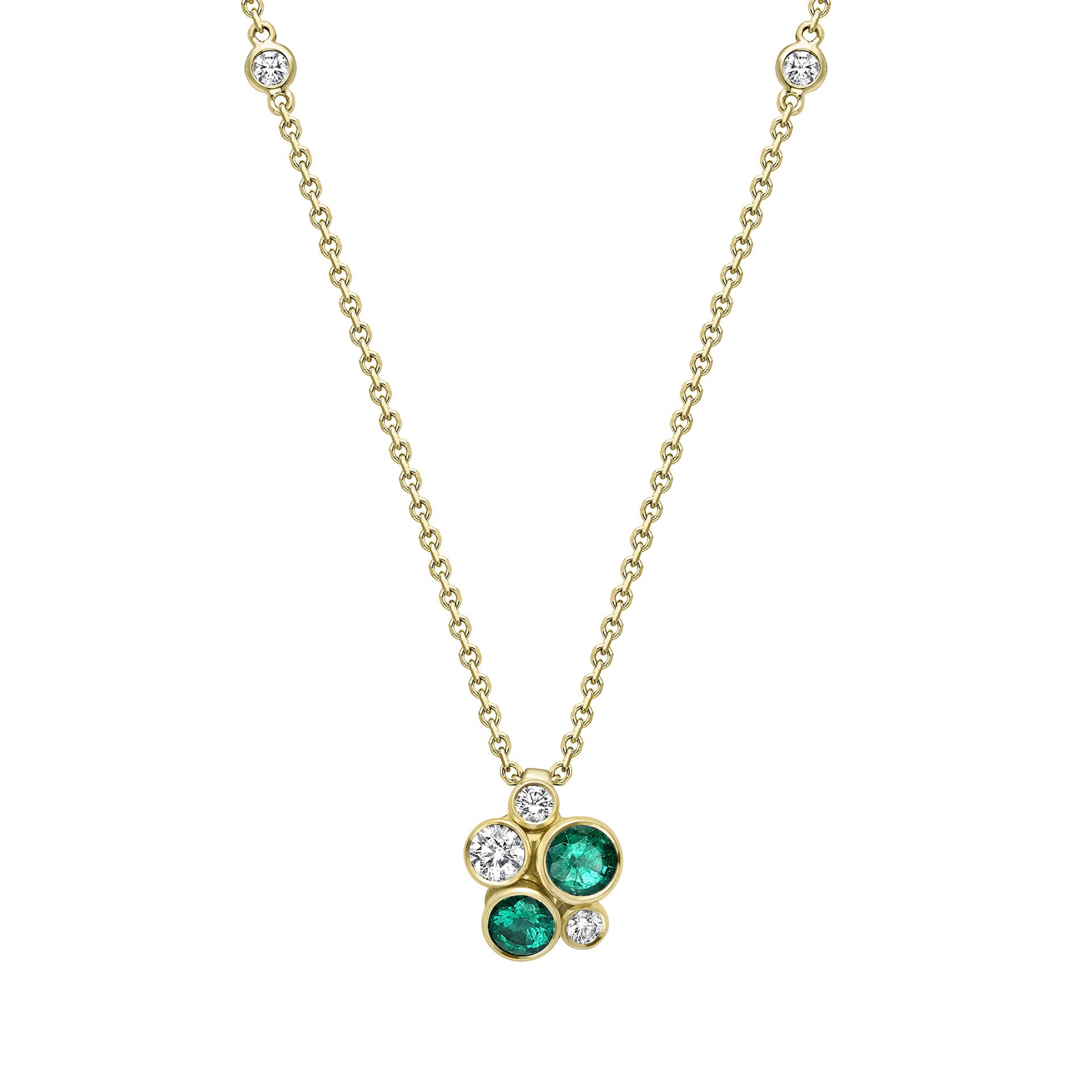 Raindance Yellow Gold Emerald Cluster Pendant