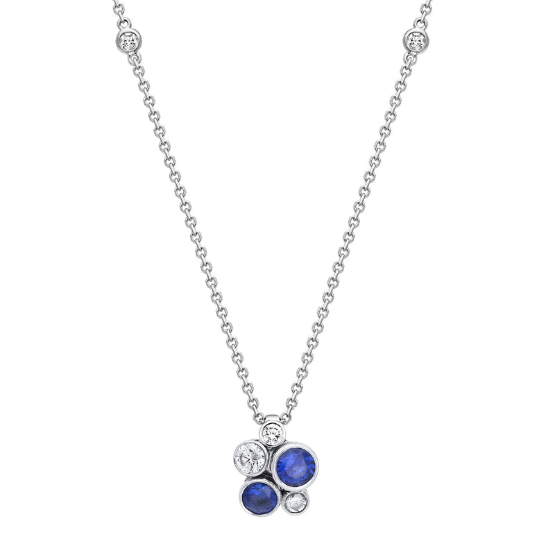 Raindance Sapphire Platinum Cluster Pendant