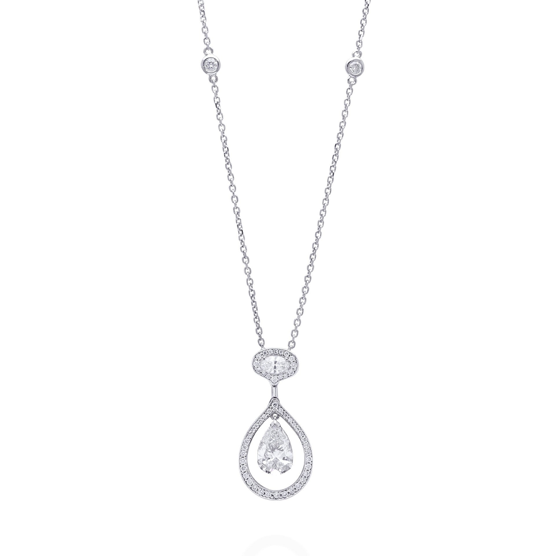 Vintage Palace Pear Diamond Platinum Pendant