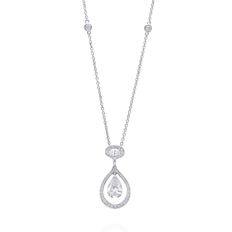 Vintage Palace Pear Diamond Platinum Pendant
