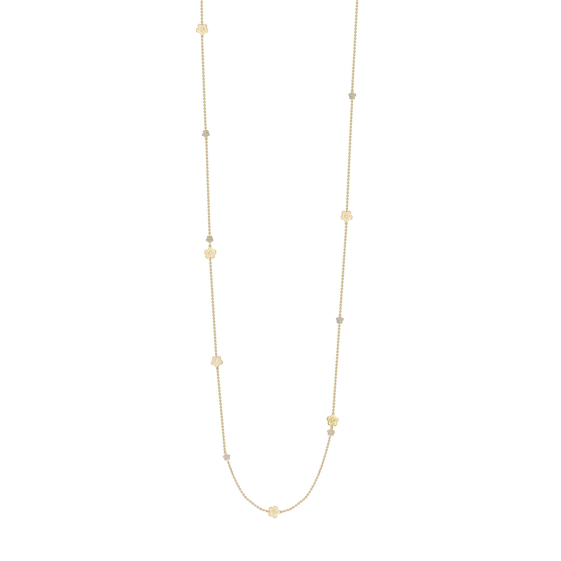 Blossom Long Yellow Gold Charm Necklace