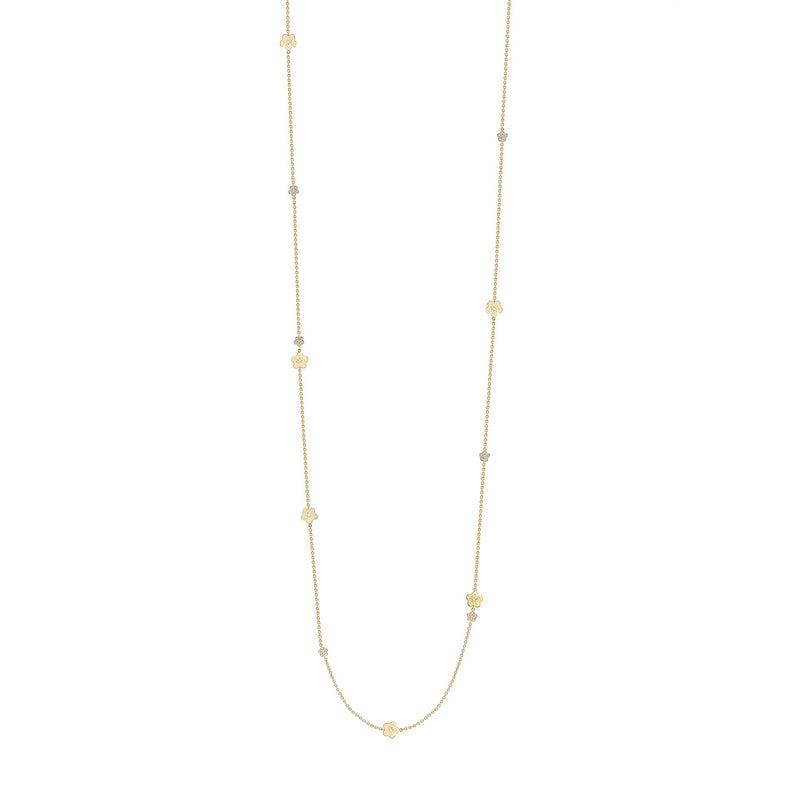 Blossom Long Yellow Gold Charm Necklace