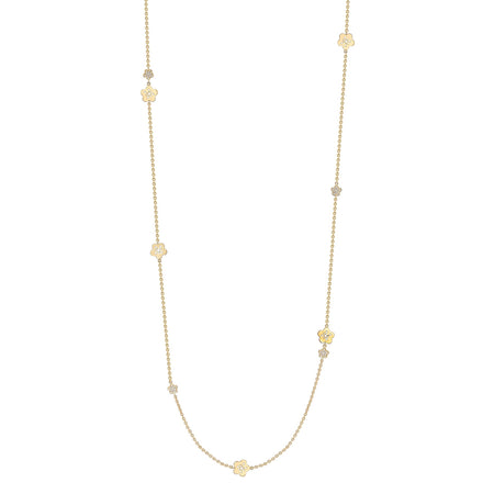 Blossom Long Yellow Gold Charm Necklace