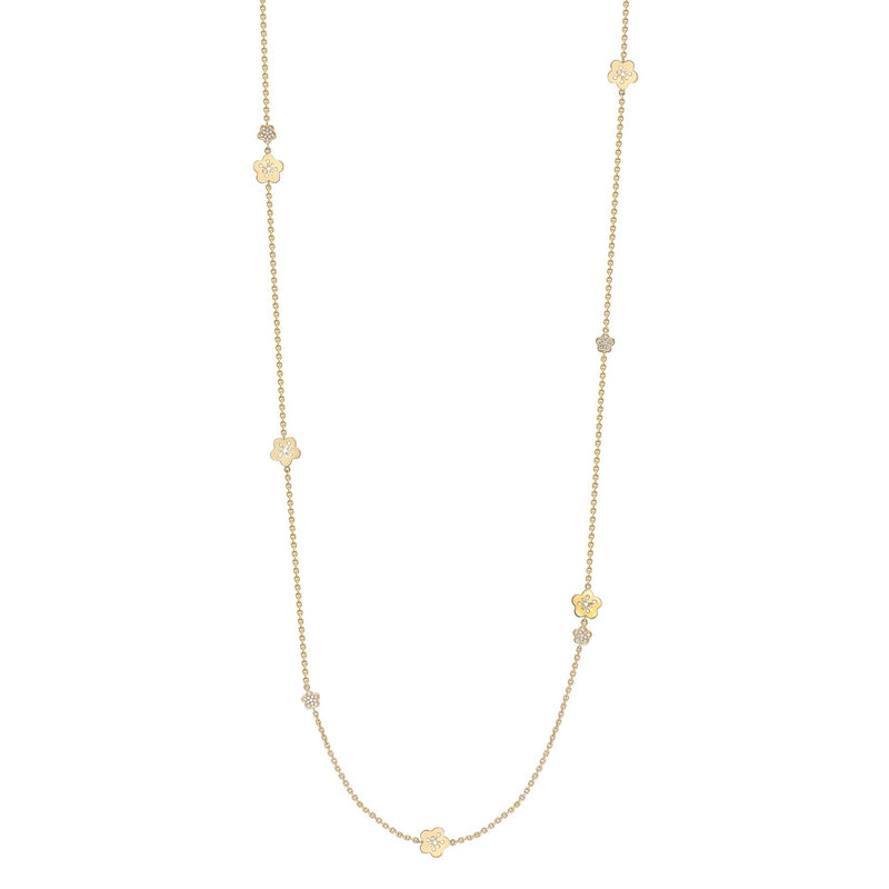 Blossom Long Yellow Gold Charm Necklace