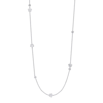 Blossom Long White Gold Charm Necklace