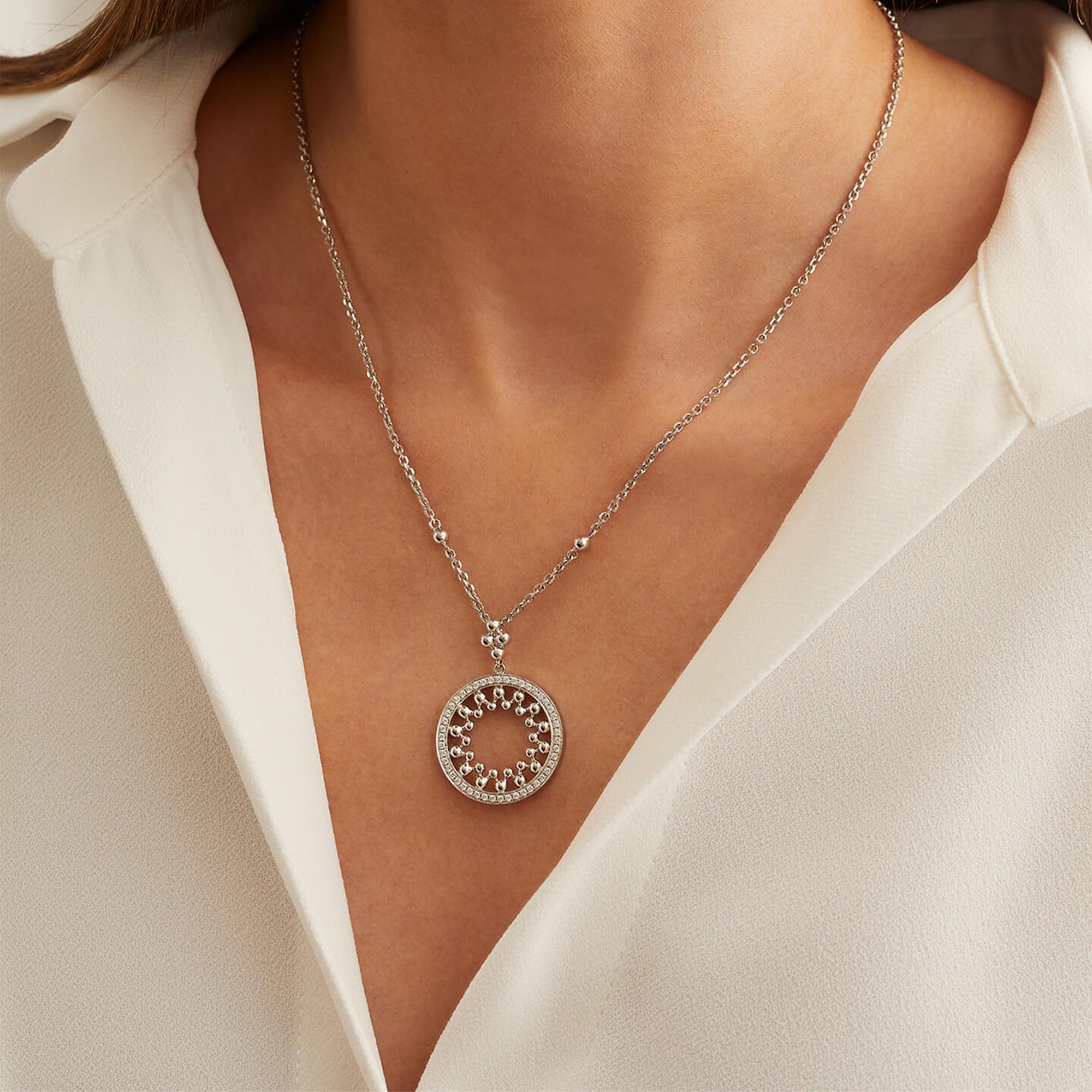 Circus White Gold Bead Pendant