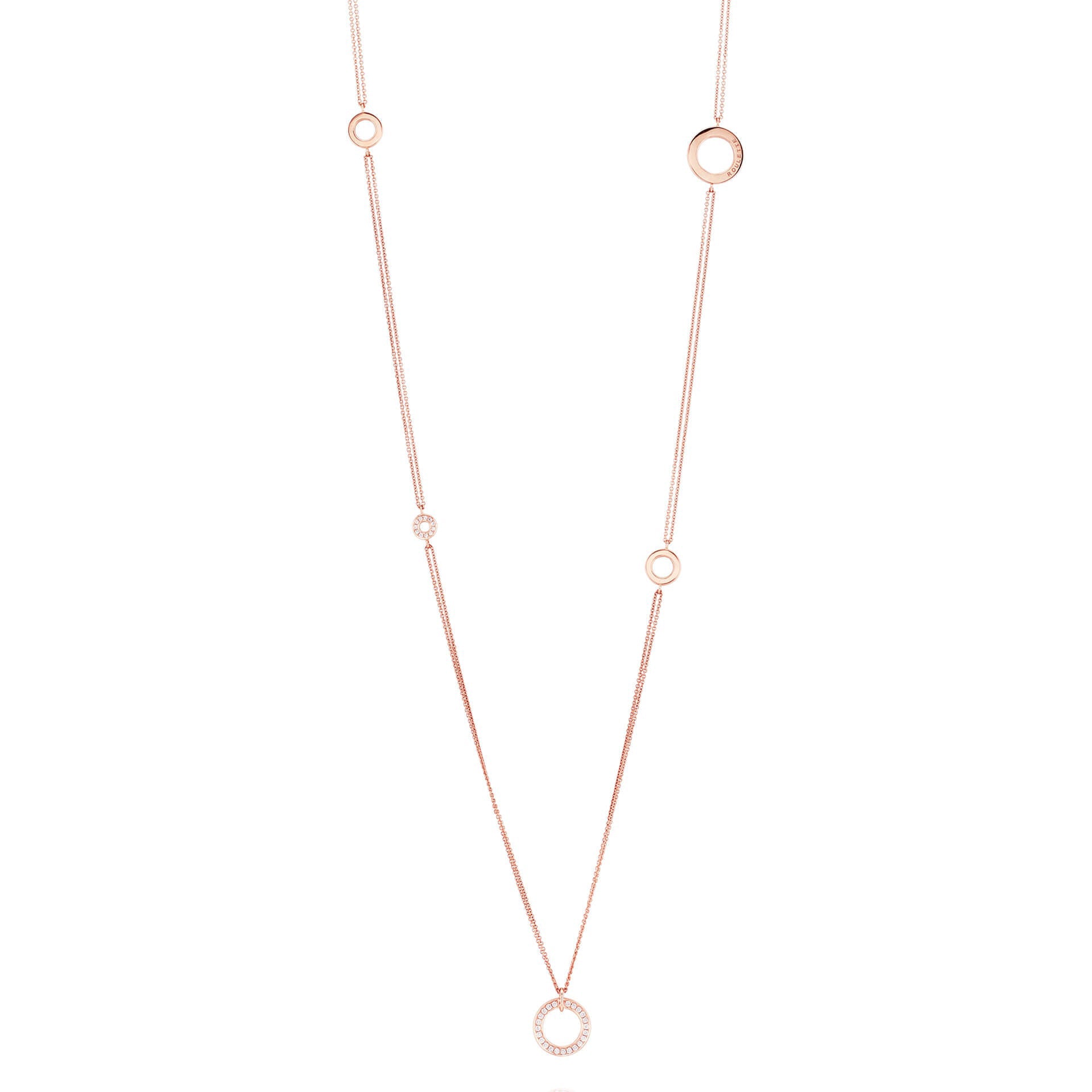 Long Mini Roulette Rose Gold Necklace