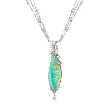Greenfire Opal Diamond Pendant