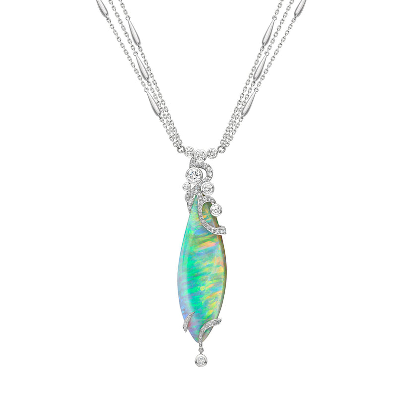 Greenfire Opal Diamond Pendant