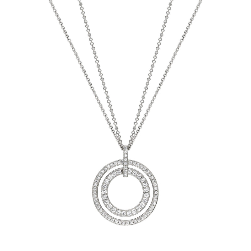 Roulette Large White Gold Double Diamond Pendant