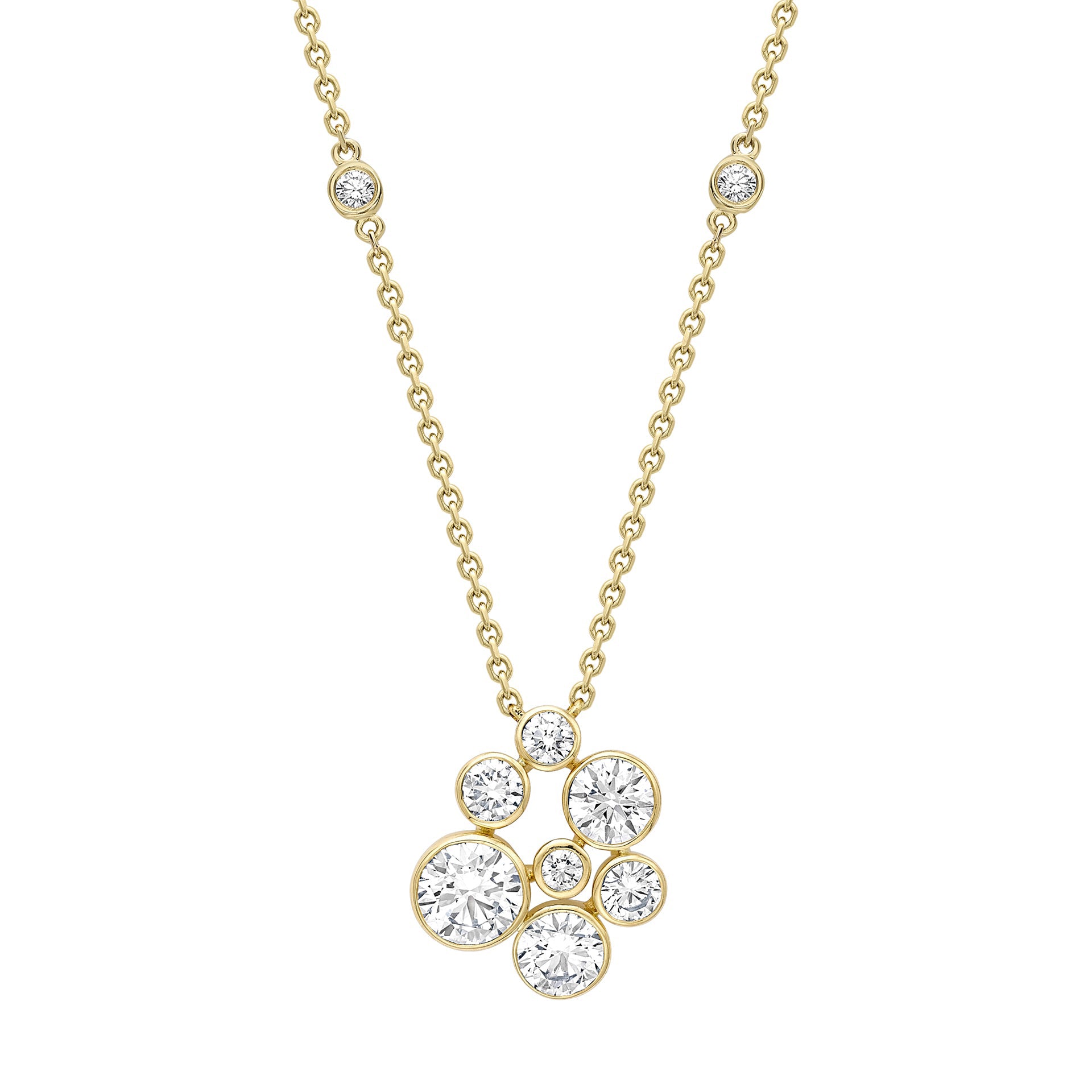 Raindance Yellow Gold Large Diamond Cluster Pendant