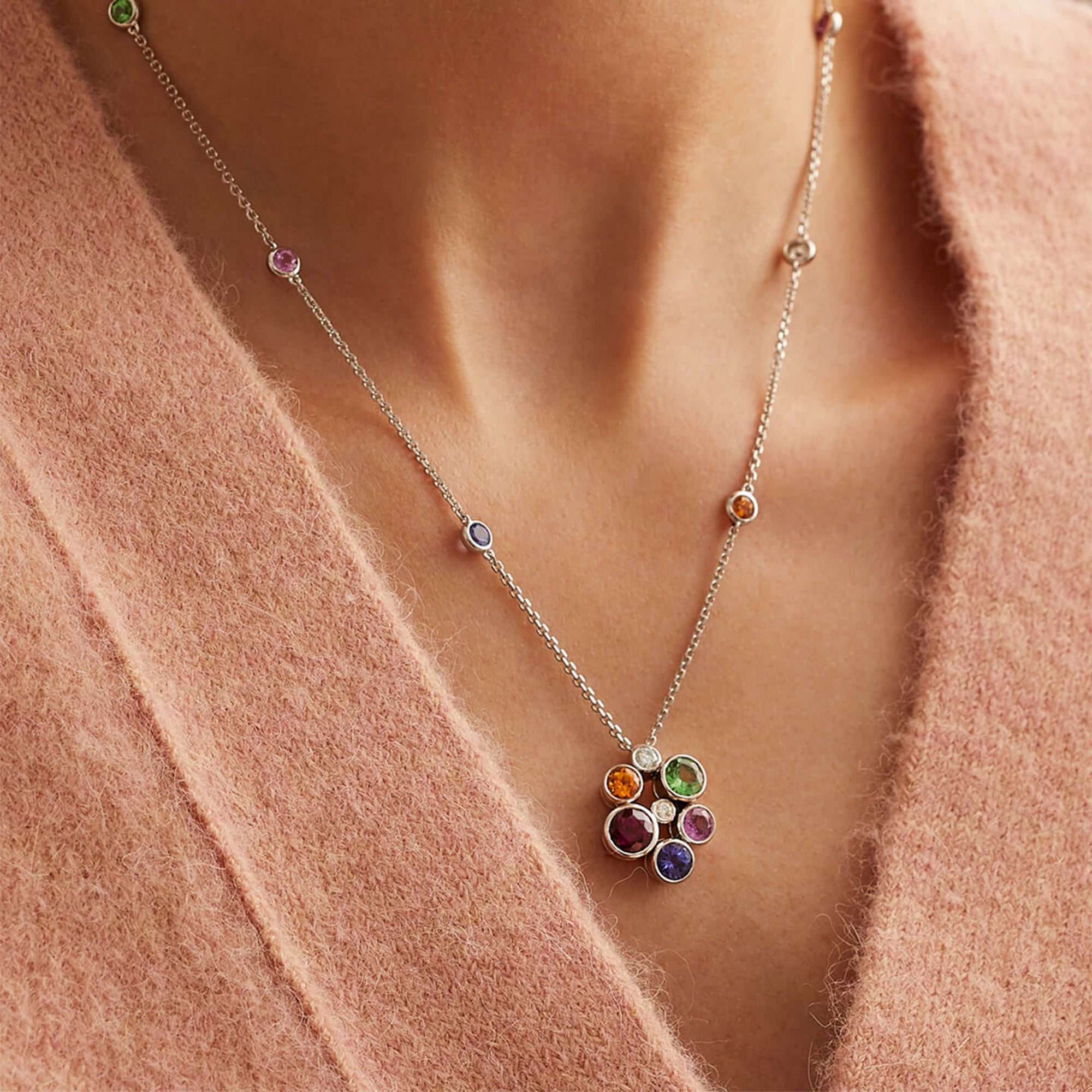 Raindance Rainbow Watercolour White Gold Pendant