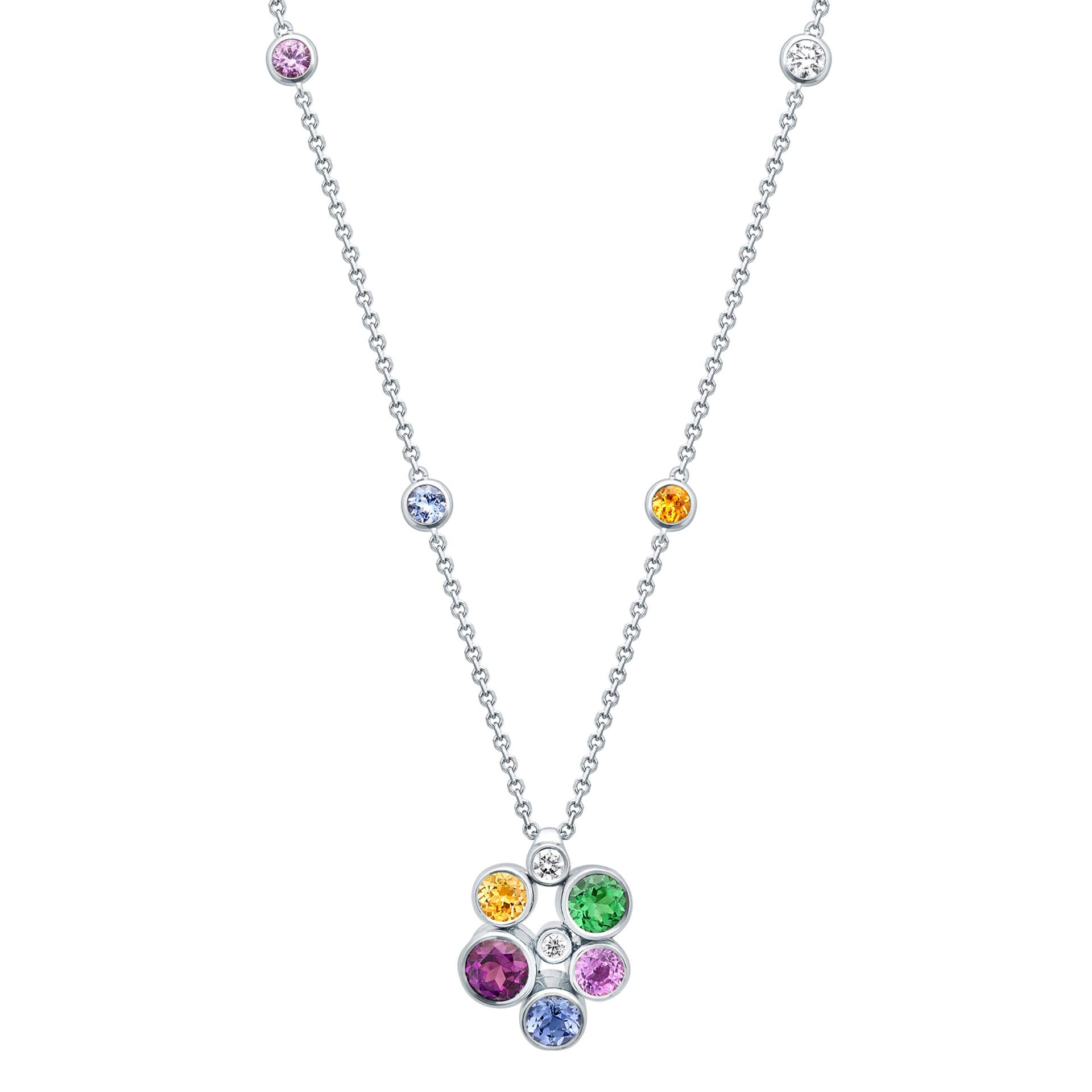 Raindance Rainbow Watercolour White Gold Pendant