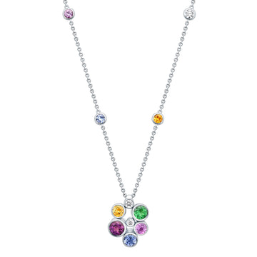 Raindance Large Rainbow White Gold Cluster Pendant