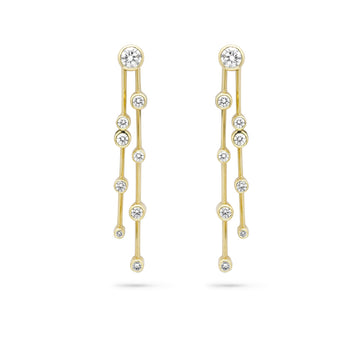 Raindance Long Yellow Gold Diamond Earrings