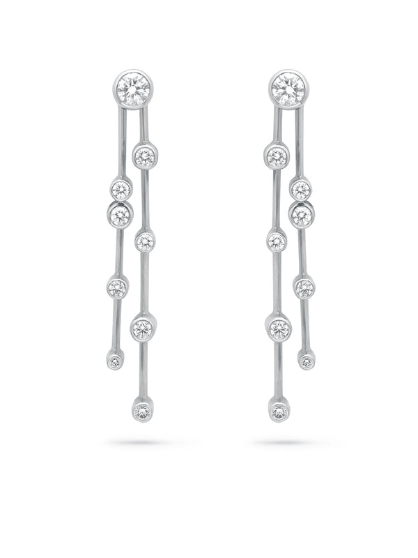 Raindance Long Platinum Diamond Earrings