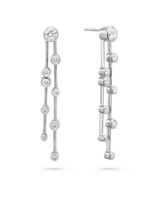 Raindance Long Platinum Diamond Earrings | Boodles
