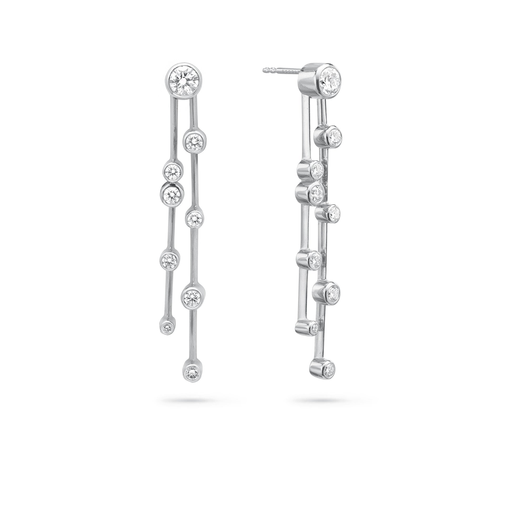 Raindance Long Platinum Diamond Earrings | Boodles