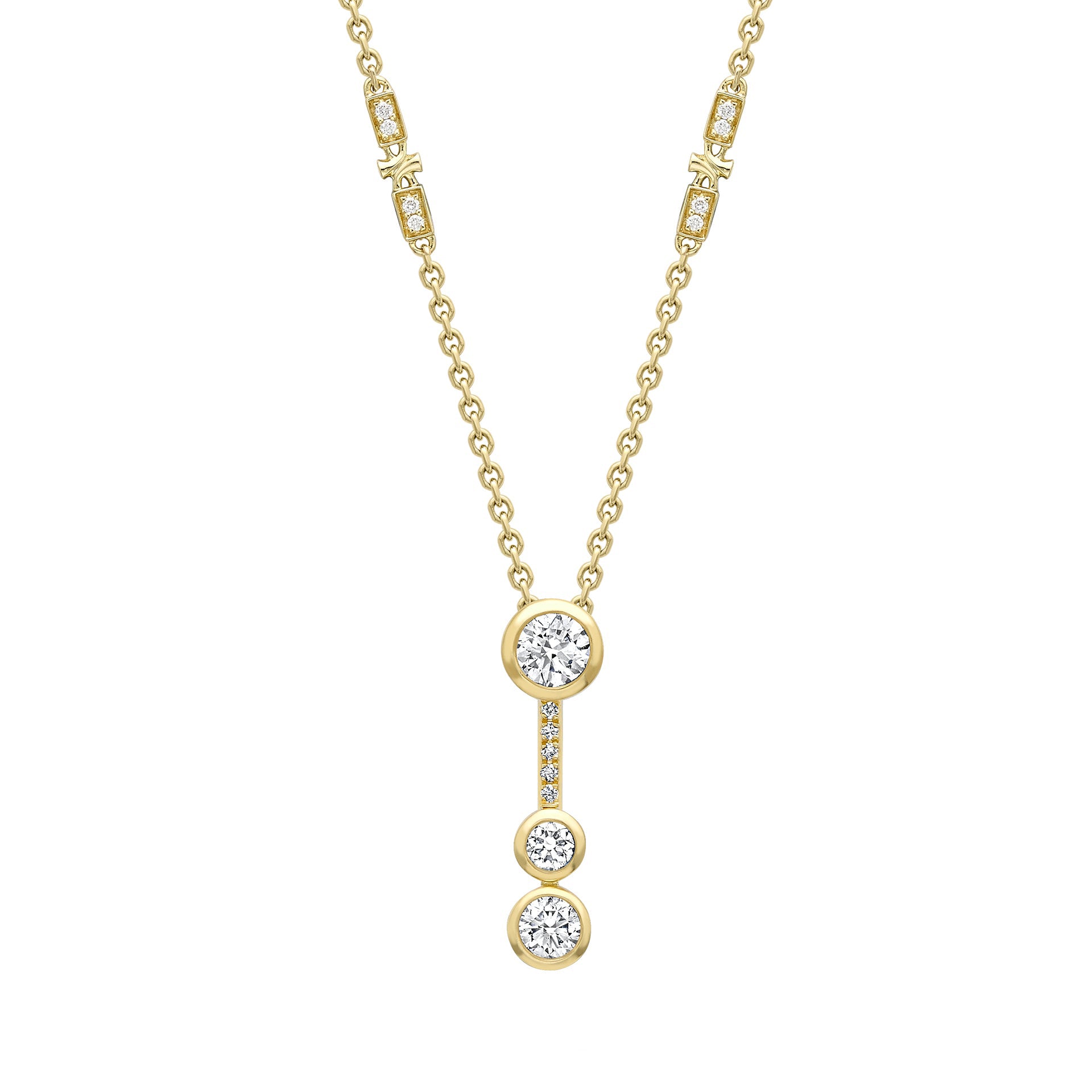 Waterfall Diamond Yellow Gold Pendant
