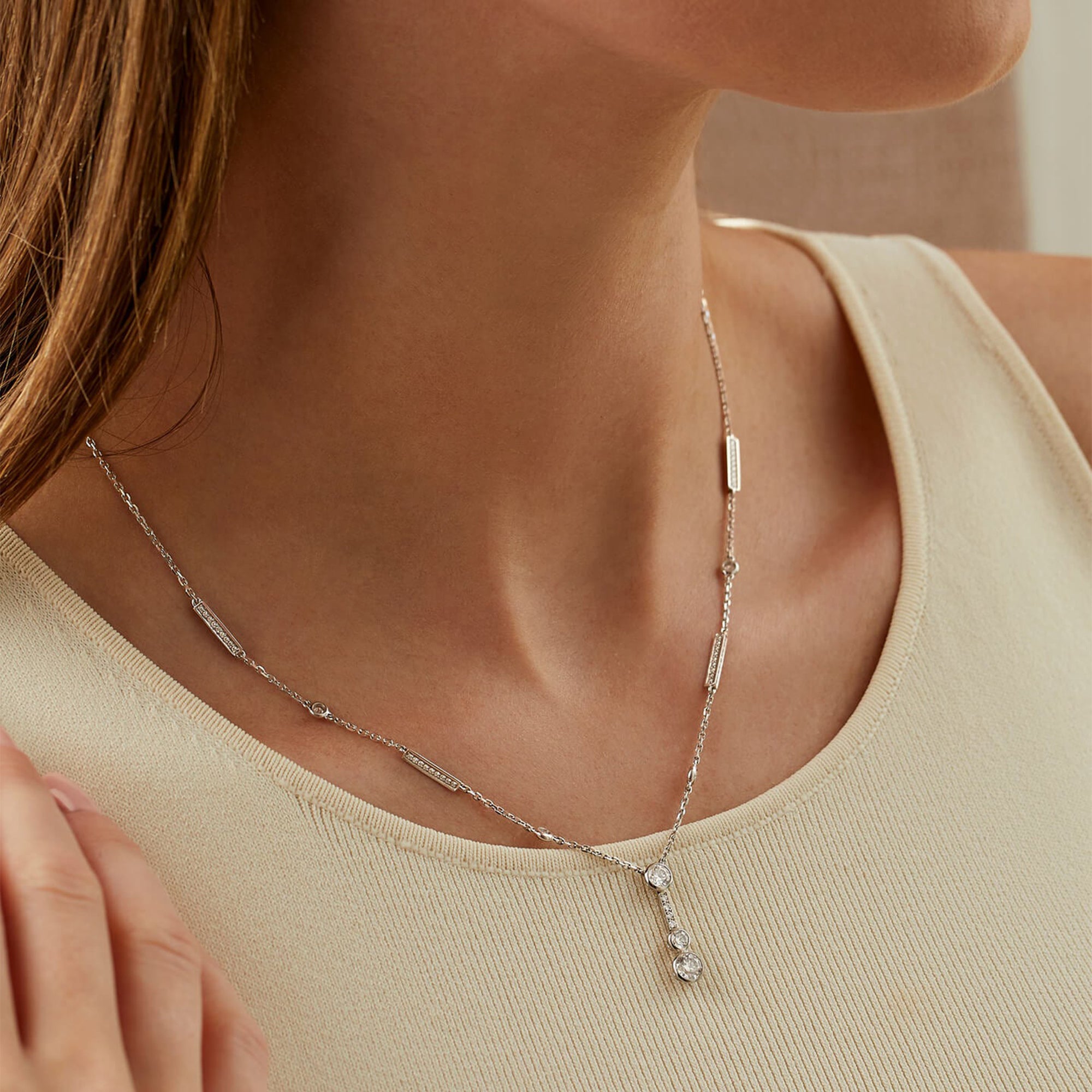 Waterfall Diamond Platinum Pendant